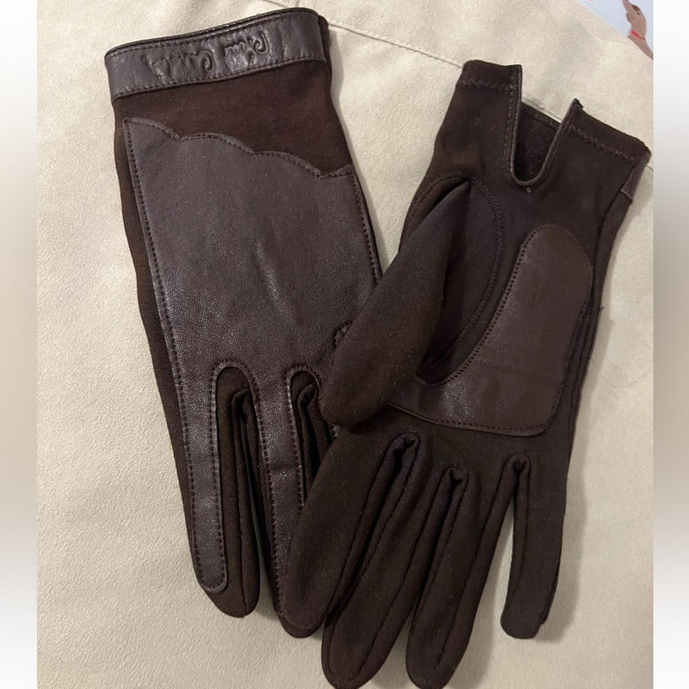 Leather Driving Gloves Sz S Pierre Cardin